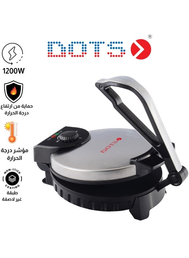 دوتس صانعة خبز الروتي من دوتس، قطر 25 سم، لوحة طهي بالضغط، طلاء غير لاصق، درجة حرارة قابلة للتعديل، 1200 واط، CRD-10 - Image 1